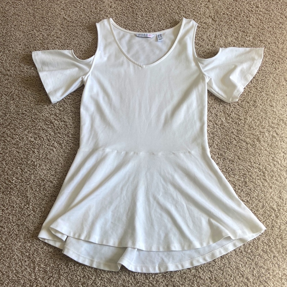 Isaac Mizrahi Live! Cold Shoulder Peplum White Top - Sz XXS